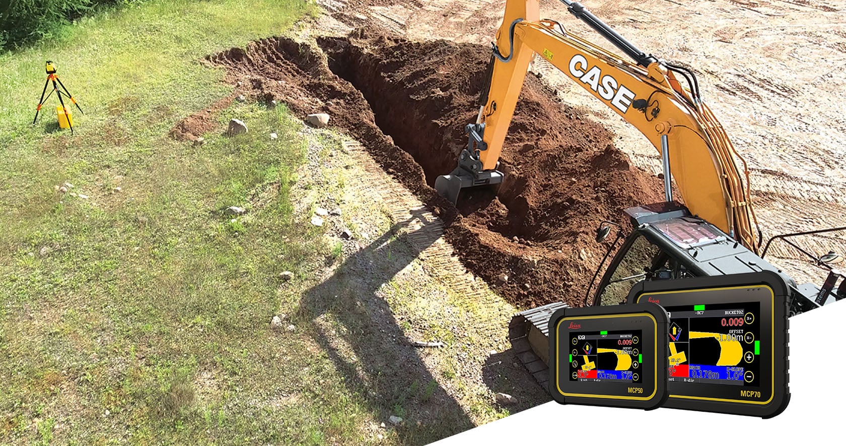 Excavator using Leica Geosystems machine control