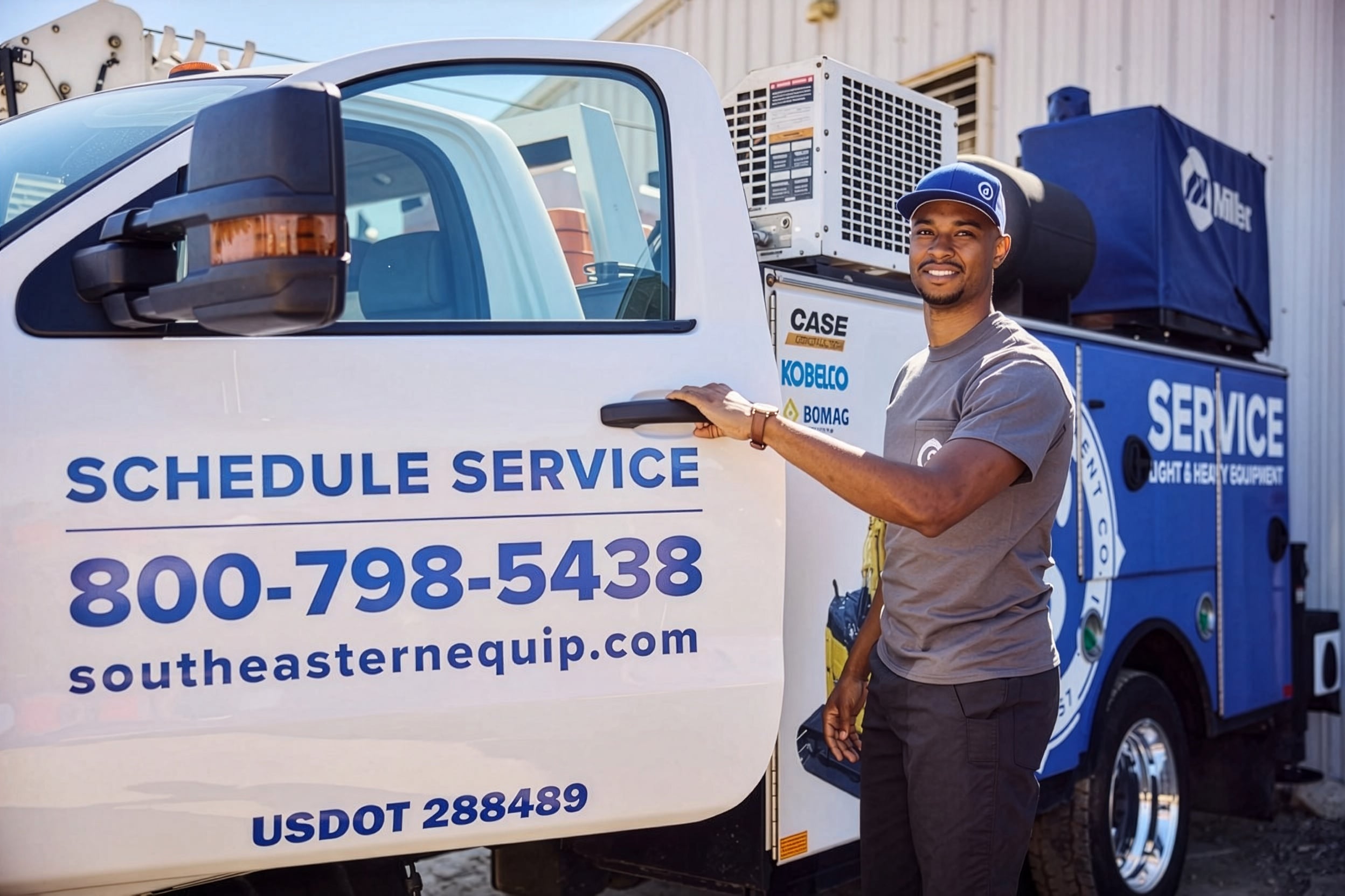 Southeastern Equipment service technician with service truck